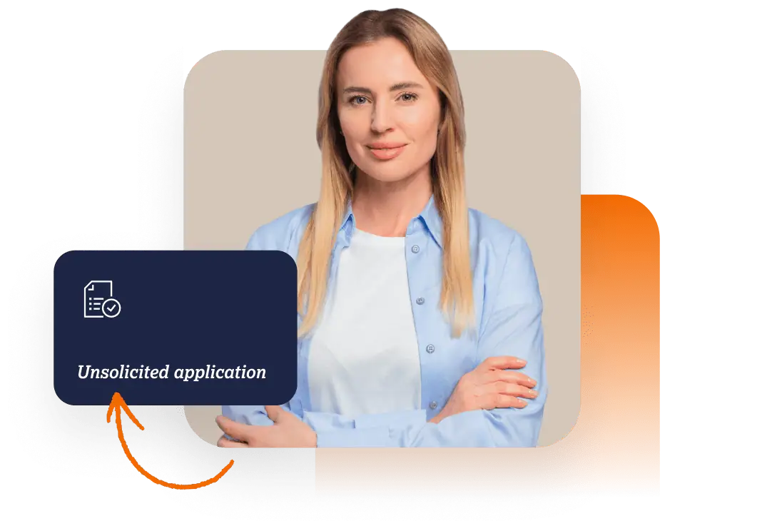 A picture of a professional young woman who radiates confidence and stands for initiative applications, ideal for presenting career and application services at ZAG.