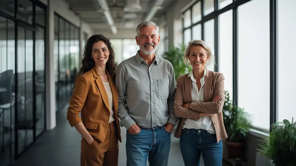 ZAG-Team in moderner Büroumgebung, leidenschaftlich für Rekrutierung und Personalmanagement, professionell, freundlich, divers, innovativ, im Bereich HR, Karriereberatung, Personalvermittlung.